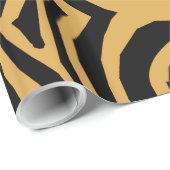 RETRO WILD TIERDRUCKPATTER GOLD BLACK STRIPED GESCHENKPAPIER (Rolleneckpunkt)