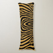 RETRO WILD TIERDRUCKPATTER GOLD BLACK STRIPED SEITENSCHLÄFERKISSEN (Vorderseite Vertikal)