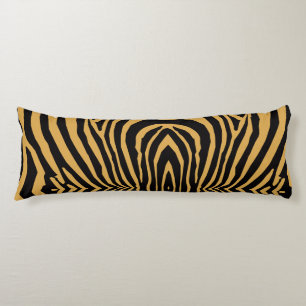 RETRO WILD TIERDRUCKPATTER GOLD BLACK STRIPED SEITENSCHLÄFERKISSEN