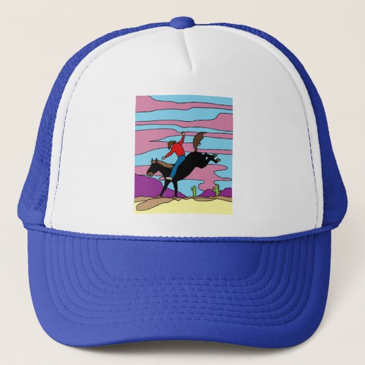 Retro Wild West Cowboys Rodeo Truckerkappe (Vorderseite)