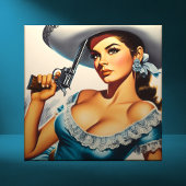 Retro Wild West Pin-up Fliese