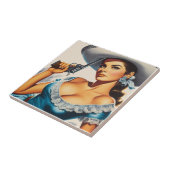 Retro Wild West Pin-up Fliese (Seite)