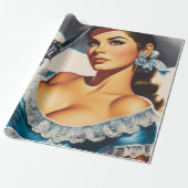 Retro Wild West Pin-up Geschenkpapier (Ungerollt)
