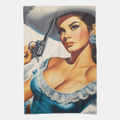 Retro-Wild-West-Pin-up Geschirrtuch (Vertikal)