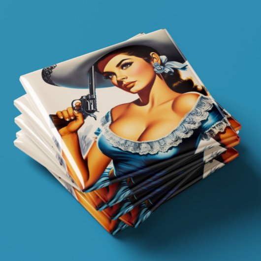 Retro-Wild-West-Pin-up Magnet