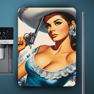 Retro-Wild-West-Pin-up Magnet