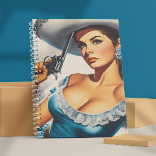 Retro-Wild-West-Pin-up Notizblock