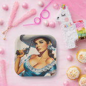 Retro-Wild-West-Pin-up Pappteller (Party)