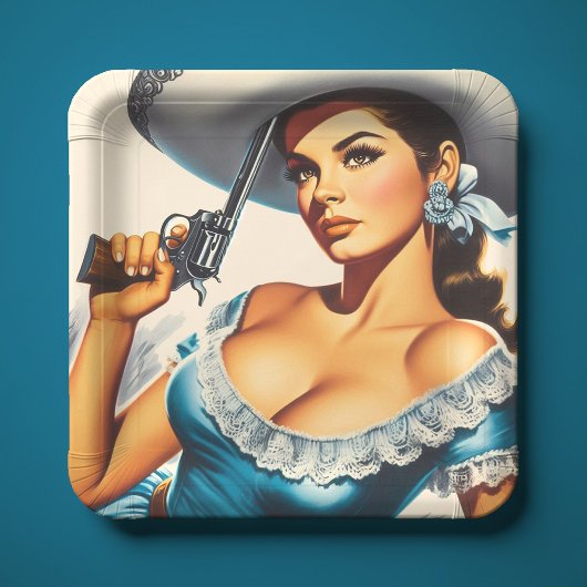 Retro-Wild-West-Pin-up Pappteller