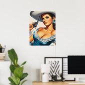 Retro Wild West Pin-up Poster (Heimbüro)