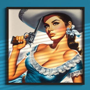 Retro-Wild-West-Pin-up Poster
