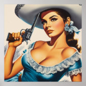 Retro-Wild-West-Pin-up Poster (Vorne)