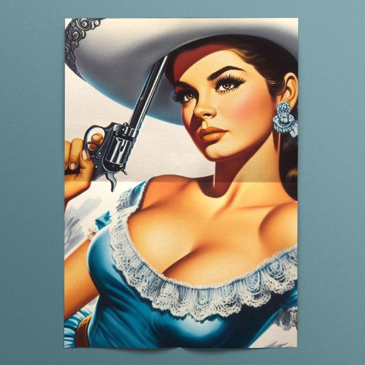 Retro-Wild-West-Pin-up Seidenpapier