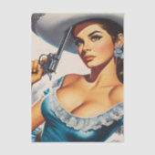 Retro-Wild-West-Pin-up Seidenpapier (Vorderseite)