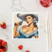 Retro Wild West Pin-up Serviette (Beispiel)