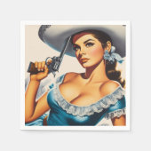 Retro Wild West Pin-up Serviette (Vorderseite)