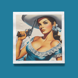 Retro-Wild-West-Pin-up Serviette