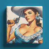 Retro Wild West Pin-up Steinuntersetzer
