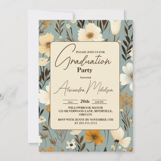 Retro Wildblume 2024 Graduation Party Einladung (Vorderseite)