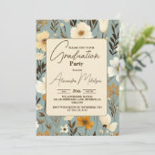 Retro Wildblume 2024 Graduation Party Einladung (Stehend Vorderseite)