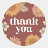 Retro Wildblume Babydusche Vielen Dank Runder Aufkleber (Vorderseite)