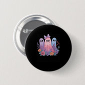 Retro Wildblume Boho Ghost Floral Halloween Niedli Button (Vorne & Hinten)