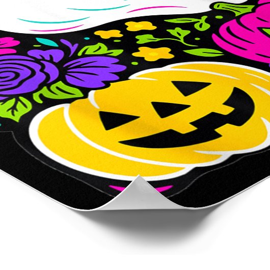 Retro Wildblume Boho Ghost Floral Halloween Niedli Poster (Ecke)