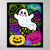 Retro Wildblume Boho Ghost Floral Halloween Niedli Poster (Vorne)