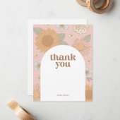 Retro Wildblume Geburtstag Danke Karte (Vorderseite/Rückseite Beispiel)