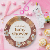 Retro Wildblume Girl Babydusche Pappteller (Party)