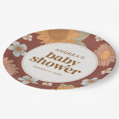 Retro Wildblume Girl Babydusche Pappteller (Schrägansicht)