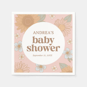 Retro Wildblume Girl Babydusche Serviette