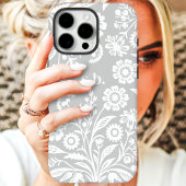 Retro Wildblume Grau florale Monogramm Case-Mate iPhone Hülle