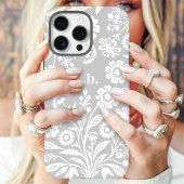 Retro Wildblume Grau florale Monogramm Case-Mate iPhone Hülle