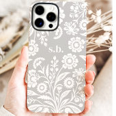 Retro Wildblume Grau florale Monogramm Case-Mate iPhone Hülle