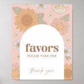 Retro Wildblume Kinderdusche bevorzugt Schild (Vorne)