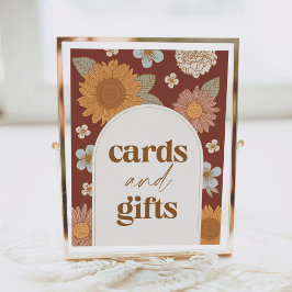 Retro Wildblume Kinderduschkarten und Geschenkschi Poster