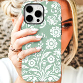 Retro-Wildblume Minze grüne Blütenmonogramm Case-Mate iPhone Hülle