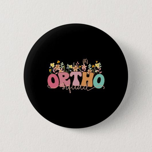 Retro Wildblume Ortho Squad Orthopädics Nurse Rn Button (Vorderseite)