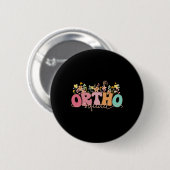 Retro Wildblume Ortho Squad Orthopädics Nurse Rn Button (Vorne & Hinten)