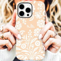 Retro-Wildblume Peach floral Monogramm
