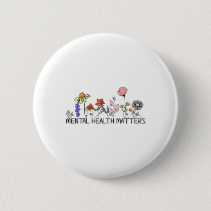 Retro-Wildblume Psychische Gesundheitsprobleme Sen Button
