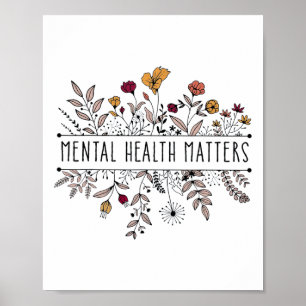 Retro-Wildblume Psychische Gesundheitsprobleme Sen Poster