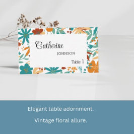 Retro Wildblume Wedding Bright Bold Platzkarte