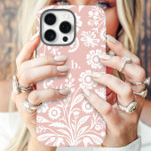 Retro-Wildblume Weichkorallenfloral Monogramm Case-Mate iPhone Hülle