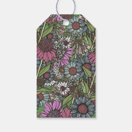 Retro Wildblume Wintergarten Geschenkanhänger (Vorderseite)