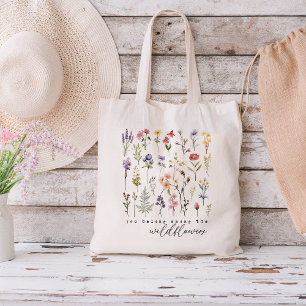Retro-Wildblumen Blumen Tragetasche
