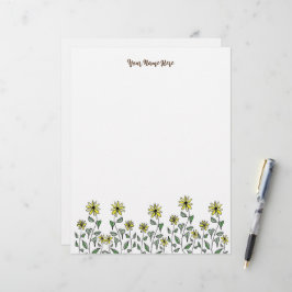 Retro-Wildblumen-Doodle Personalisiert Süße Blumen Briefbogen