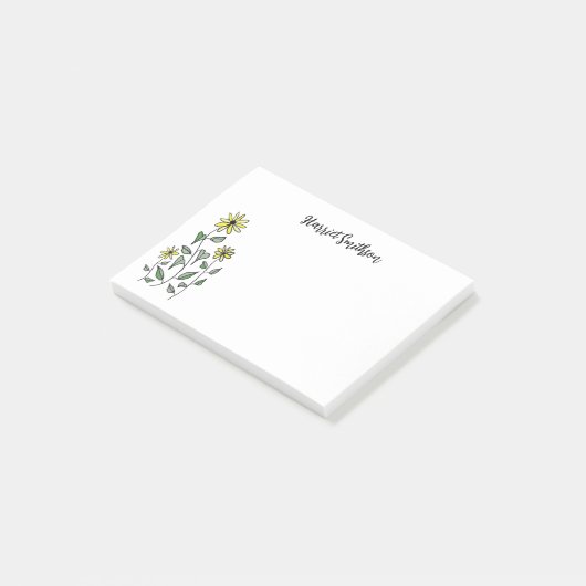 Retro Wildblumen Personalisiert Daisy Art Fun Boho Post-it Klebezettel (angewinkelt)