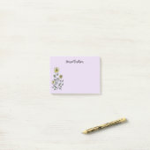 Retro Wildblumen Personalisierte Flieder Lavendel Post-it Klebezettel (Auf Schreibtisch)